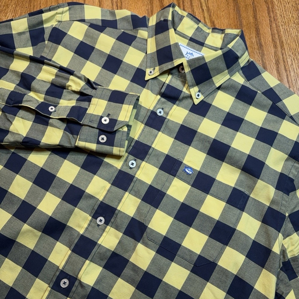 Southern‎ Tide Shirt Mens Medium Classic Fit Yellow Blue Plaid Button Down
